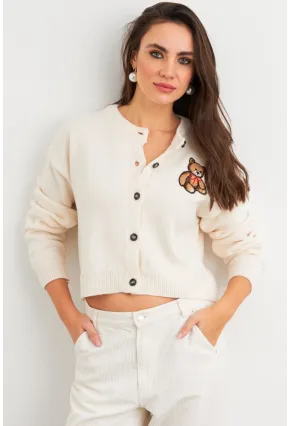 Kadın Ekru Ayıcıklı Hırka TEM99