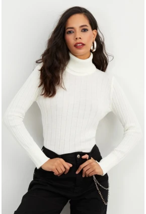 Kadın Ekru Balıkçı Kazak YV99