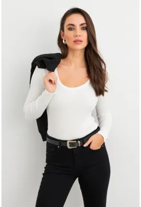 Kadın Ekru Basic Bluz AYD402