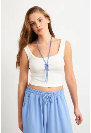 Kadın Ekru Basic Crop Atlet TOP06