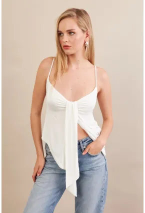 Kadın Ekru Büzgülü Asimetrik Bluz ZH172