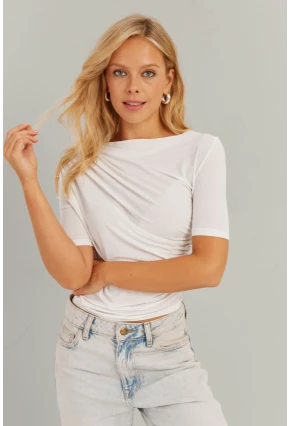 Kadın Ekru Büzgülü Bluz YZ623