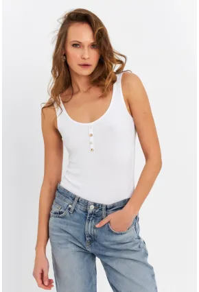 Kadın Ekru Düğmeli Atlet RSP634