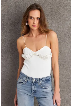 Kadın Ekru İp Askılı Çıtçıtlı Body SH20208