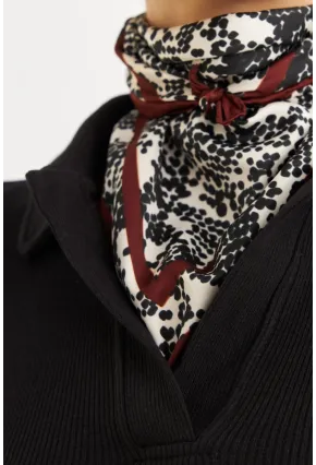 Kadın Ekru-Kahve Saten Fular FİR100