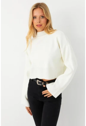 Kadın Ekru Kısa Kazak YİL559