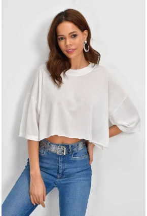 Kadın Ekru Kısa Salaş Bluz BE1000