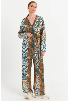 Kadın Ekru-Mavi Alt Üst Takım MGÇ202