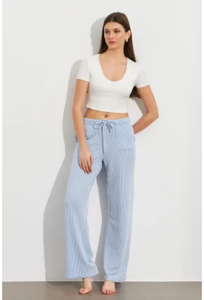 Kadın Ekru-Mavi Çizgili Eşofman Altı ATS80146