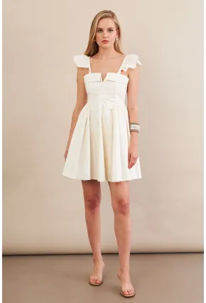 Kadın Ekru Midi Dokuma Elbise PSG1010