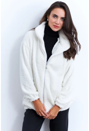 Kadın Ekru Peluş Mont LYT58