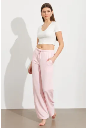 Kadın Ekru-Pembe Çizgili Eşofman Altı ATS80146