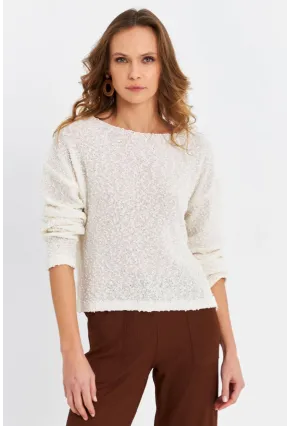 Kadın Ekru Triko Bluz YV322