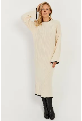 Kadın Ekru Triko Maxi Elbise MSF2538