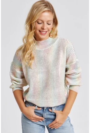 Kadın Ekru Varakli Triko Bluz SF2529