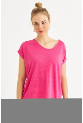 Kadın Fuşya Basic Bluz AYD410