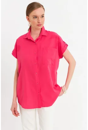 Kadın Fuşya Basic Gömlek MZER427