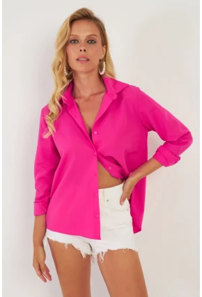Kadın Fuşya Basic Gömlek ZER411