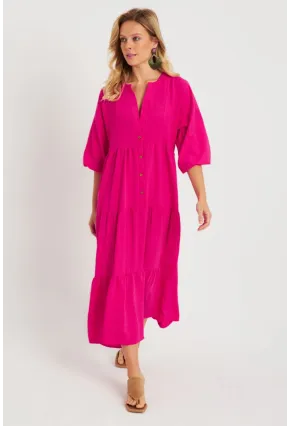 Kadın Fuşya Salaş Midi Elbise MQ982