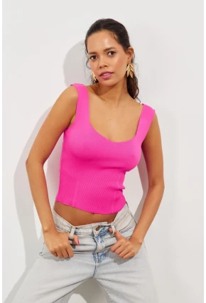 Kadın Fuşya Triko Atlet YV117