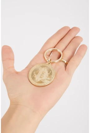 Kadın Gold Rengi Bitcoin Anahtarlık BE604