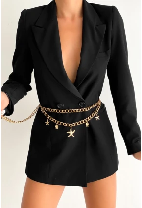 Kadın Gold Rengi Yıldız Zincir Kemer BE653