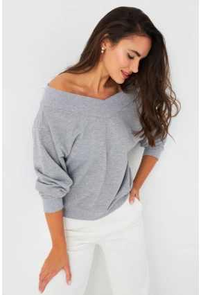 Kadın Gri Kısa Sweatshirt TF16