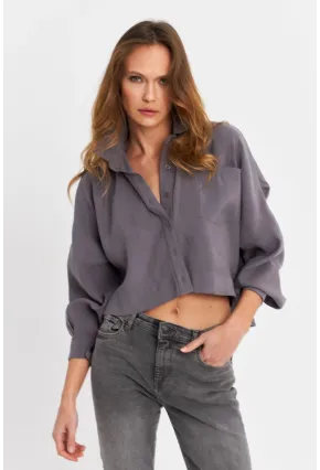 Kadın Gri Kupra Gömlek SB3061