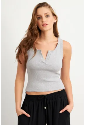 Kadın Gri Patlı Kaşkorse Bluz MK02