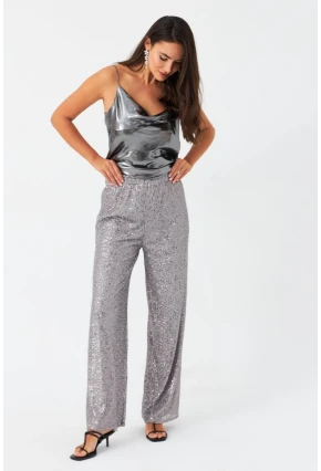 Kadın Gri Payetli Pantolon SHR8