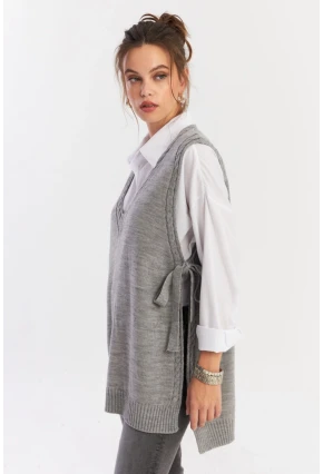 Kadın Gri Triko Süveter YV103