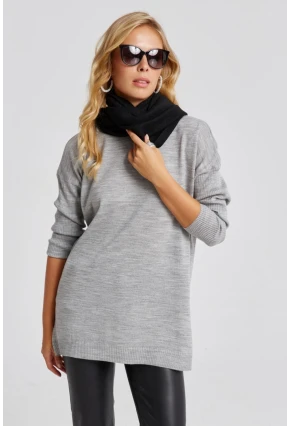 Kadın Gri Triko Tunik YV110