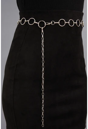 Kadın Gümüş Rengi Halkalı Zincir Kemer BE602