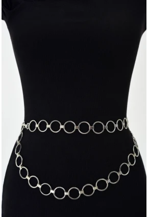 Kadın Gümüş Renkli Zincir Kemer