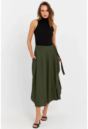 Kadın Haki Asimetrik Etek LV52