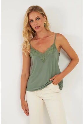 Kadın Haki Dantelli Atlet AYD353