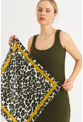 Kadın Haki-Kahve Saten Fular FİR100