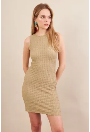 Kadın Haki Rustik Mini Elbise FLU7310