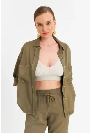 Kadın Haki Tensel Gömlek SUN202