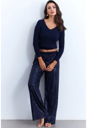 Kadın İndigo Payetli Pantolon SHR8
