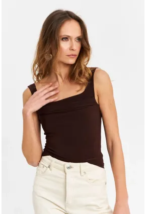 Kadın Kahve Degaje Yaka Askılı Atlet GÇ199