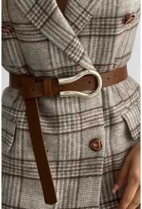 Kadın Kahve Oval Tokalı Kemer BE606