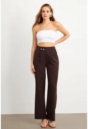 Kadın Kahverengi Cepli Pantolon FLU7250