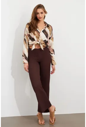Kadın Kahverengi Gofre Pantolon ZH326