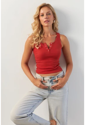 Kadın Kiremit Patlı Kaşkorse Bluz MK02