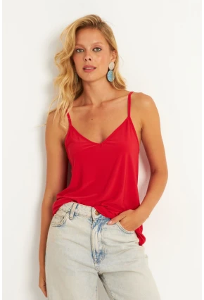 Kadın Kırmızı Askılı Bluz AYD269