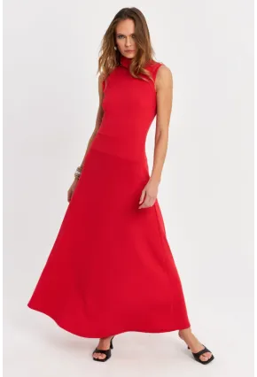 Kadın Kırmızı Basic Maxi Elbise TF29