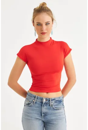 Kadın Kırmızı Dalgıç Bluz EY2564