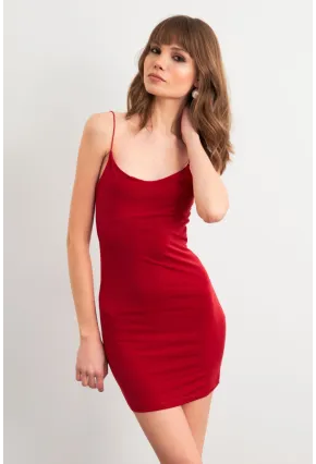 Kadın Kırmızı Desenli Maxi Elbise MEN2059