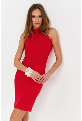 Kadın Kırmızı Kaşkorse Kolsuz Elbise Yİ1567